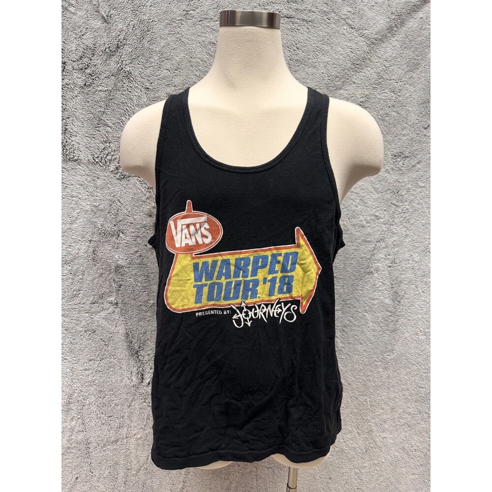 Vintage Y2K Vans Warped Tour 2018 Tank Top Journeys Black Graphic Shirt Men's XL